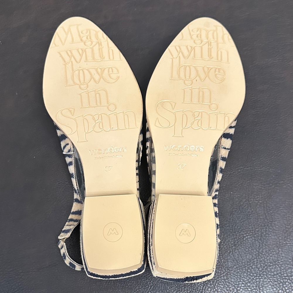 Sz 37(7.5)⭐️New Wonders Spain Zebra Print Leather Slingback. Fits 7.5. - Picture 3 of 16